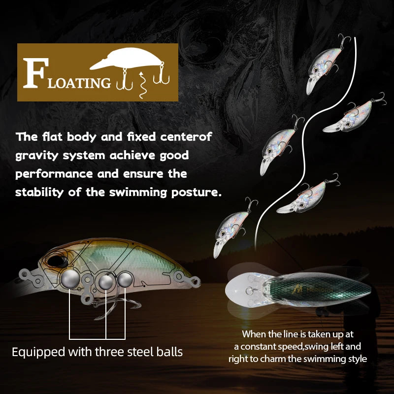 MEREDITH JERK CRANK M65 Floating 14g Hot Model Fishing Lure Hard Bait 11Color Wobbler Crank Quality Professional Depth 2.0-2.5m