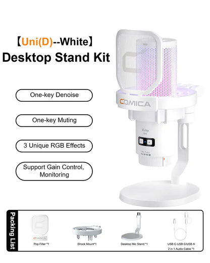 Cardioid Condenser Wired USB Microphone with RGB lights for Gaming, Podcasting, Music creation and PS4/5 Ejoy Uni A Uni D