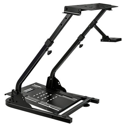 Foldable Racing Steering Wheel Stand Adjustable Universal Steering Wheel Mount Carbon Steel Racing Simulator Stand Anti-slip Feet for Gaming Racing Enthusiasts