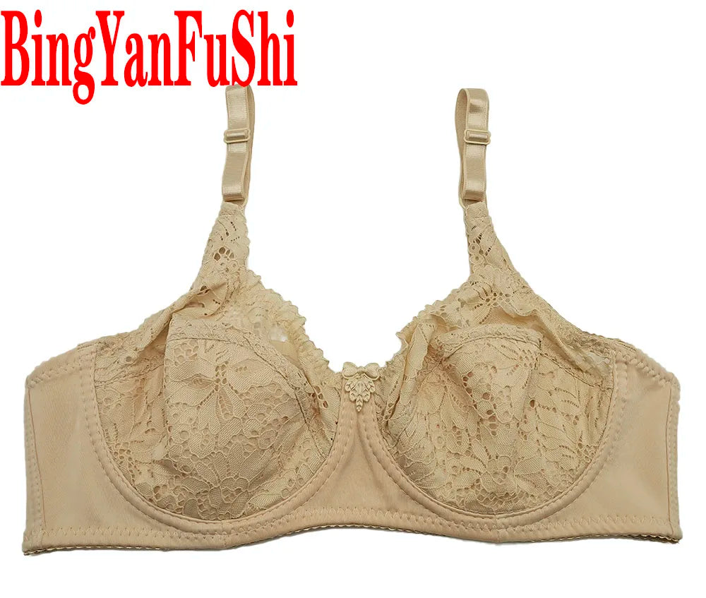Sexy Lace Women Bra Top Full Cup Minimizer Floral Large Chest Big Bust Bh Thin Padded Cotton Bralette Underwire Push Up Bras C27