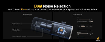 MAONO PD100X Dynamic Microphone. Software Noise Reduction Included. RGB Gaming Mic. Enhances Gaming Experience. Ideal for Record