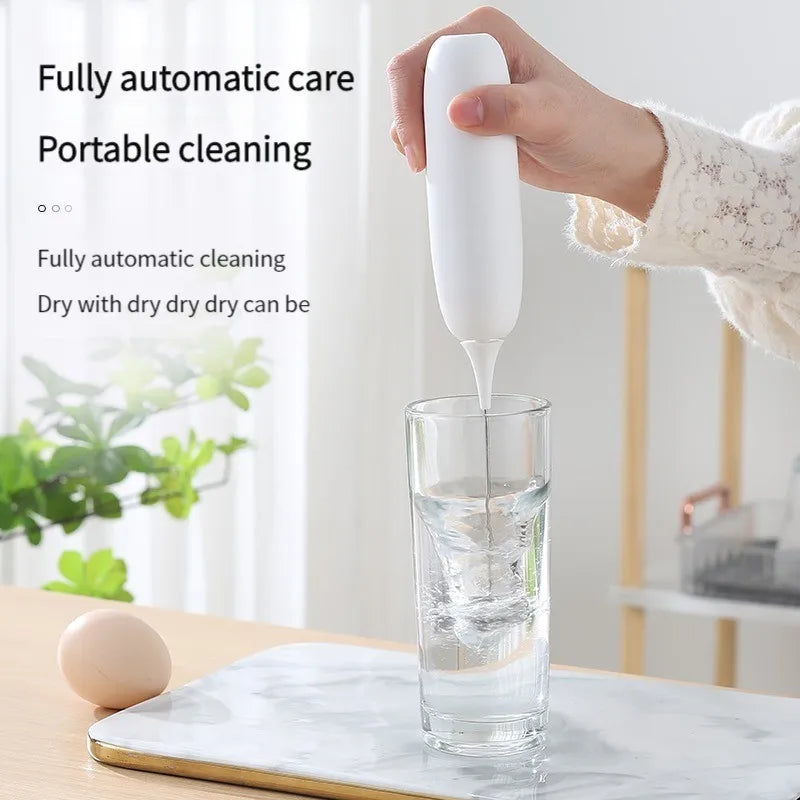Handhållen Elektrisk Äggvispare och Mjölkskummare – Batteridrift, Rostfritt Stål, Kaffe och Matlagning