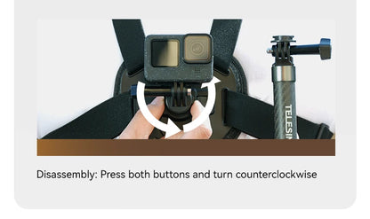 TELESIN Quick-Release Chest Strap Mount for GoPro Hero 13 12 11 10 9 8 7 Insta360 SJCAM DJI OSMO Action 5 4 3 Chest Belt Mount