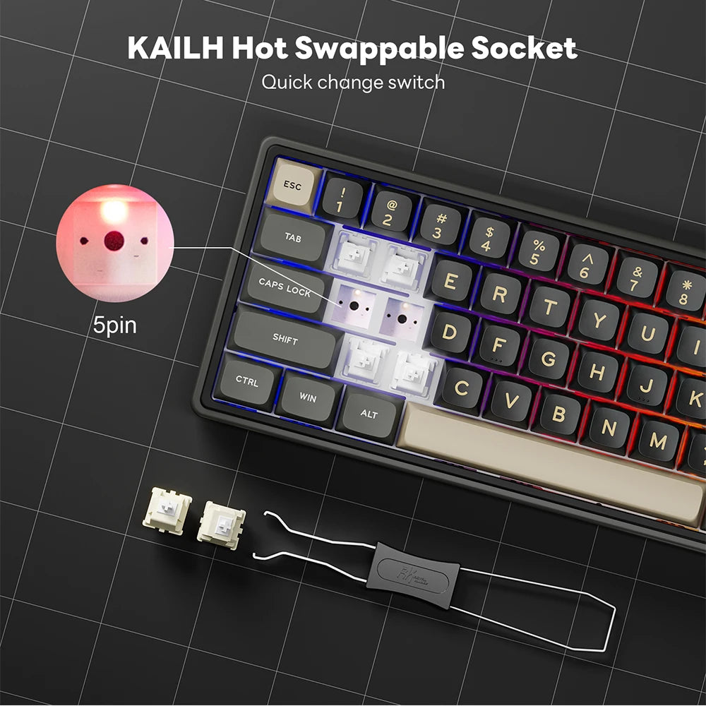 Royal Kludge R65 mekaniskt USB-tangentbord med RGB, hot-swap och volymvred