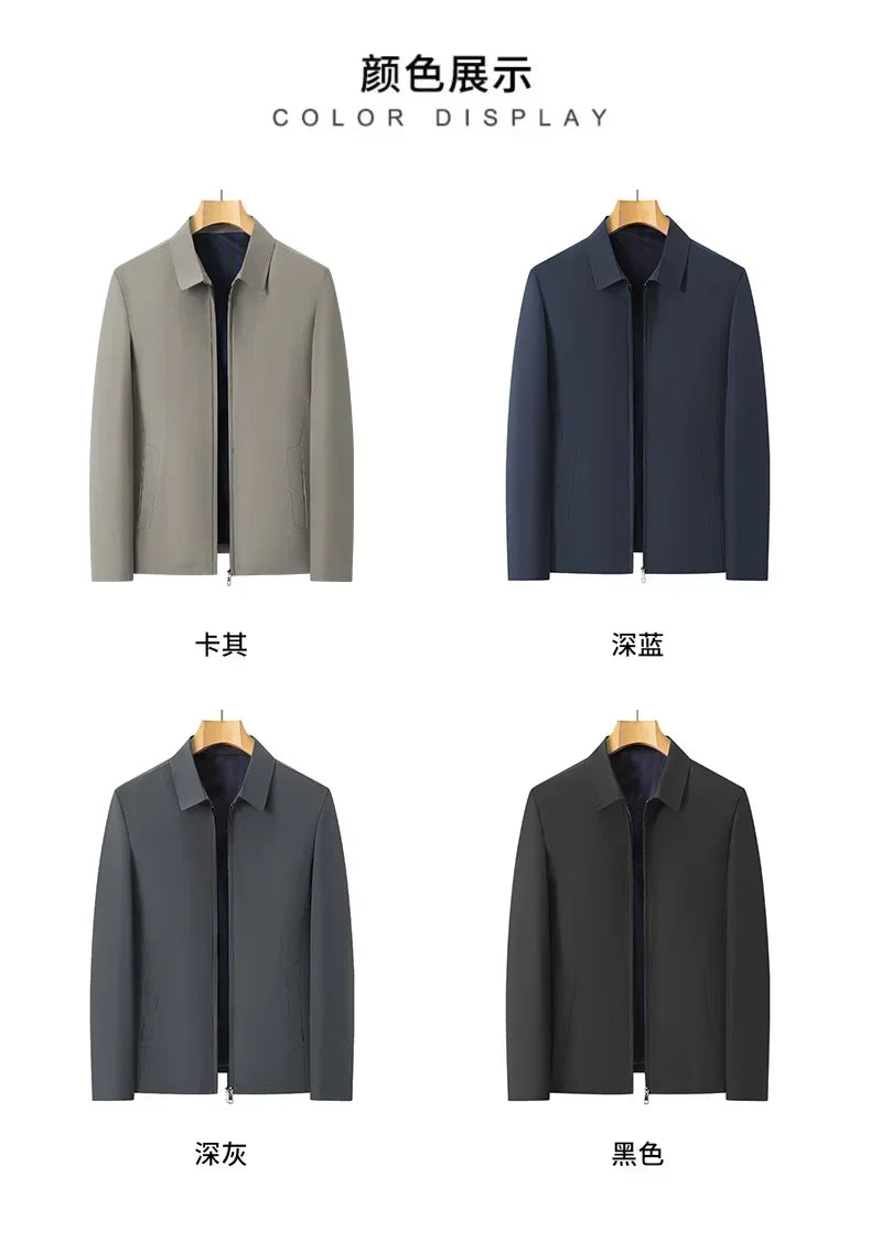 Herr Businessjacka – Smart Casual Kavajtröja med Nedfälld Krage, Vår & Höst, 4 Färger