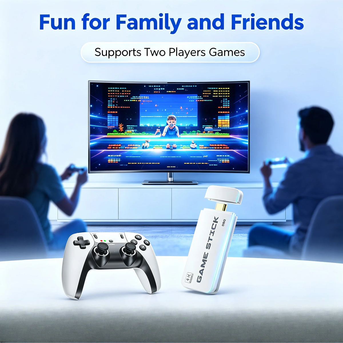 M15 4K TV Game Stick 64GB Retro Video Game Console, Built-in 4000+ Retro Games, 2.4G Wireless Game Controller, Supports 20+ Emulators