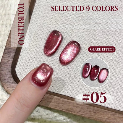 MIANEL 12ML Hibiscus Purple Cat Eye Gel Nail Polish Super Whitening Glass Beads Cat Eye Nails Purple Nials Blue Nails 1-12PCS