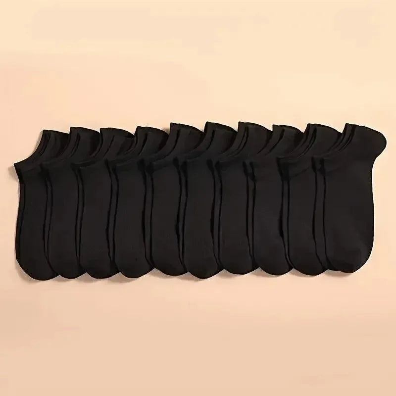 Shallow mouth invisible short socks with anti slip and anti fall features, black, white and gray basic design