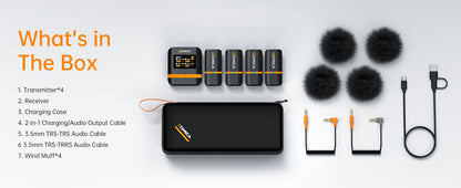 COMICA Vimo Q Four channel Mini Wireless Microphone Wireless Lavalier Microphone With Charging Case for Camera Smartphone PC