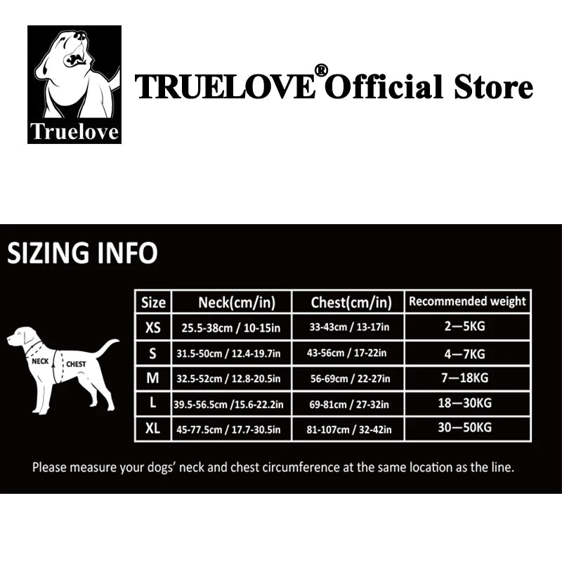 Truelove Hundsele – Reflekterande, Andningsbar Väst för Hundar, XS–XL, Flera Färger