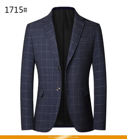 Herr Slim Fit Blazer – Rutig Strükfri Kavaj för Business Casual, Vår & Höst, 3 Färger