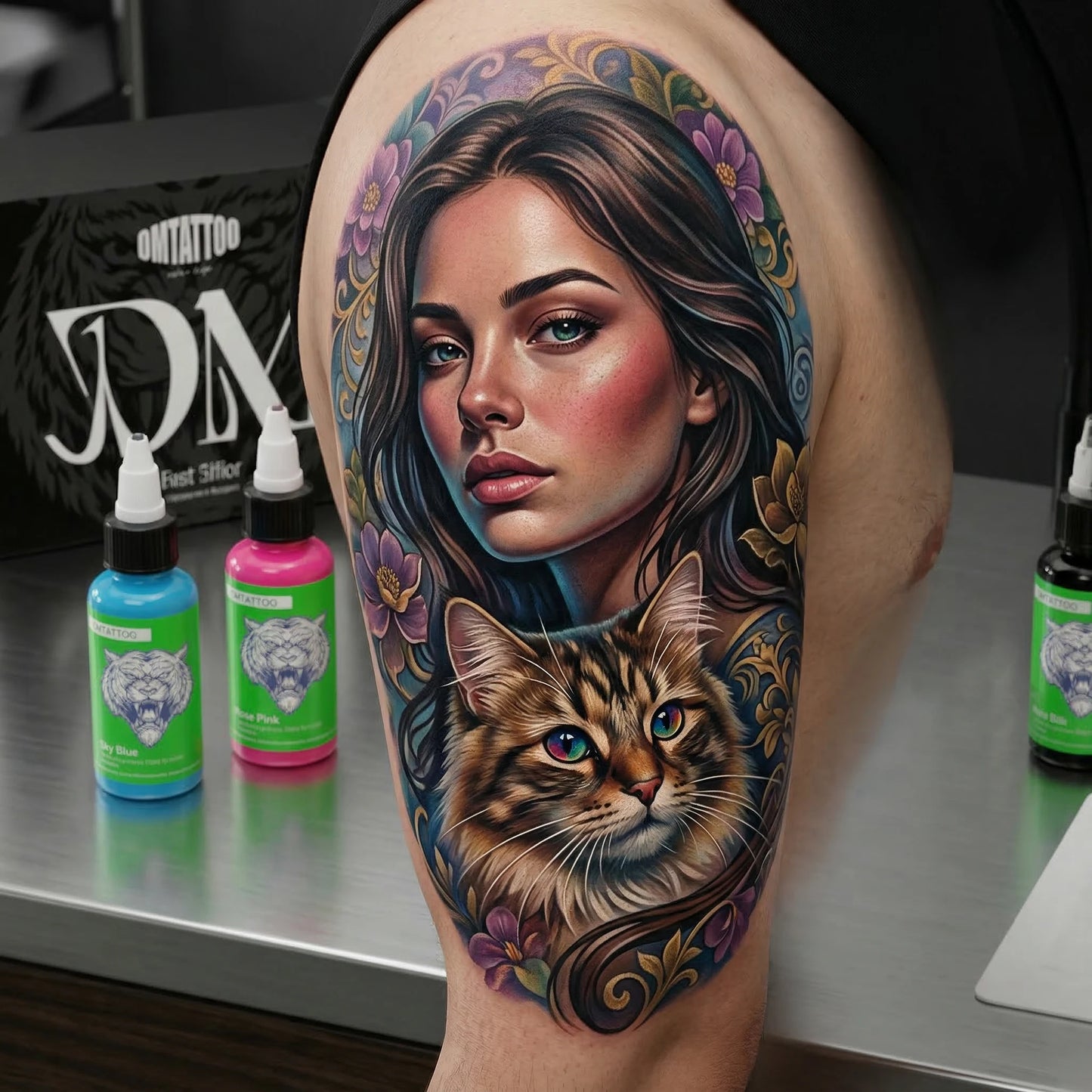 DM Tattoo Ink 15 Color 1OZ/Bottle Natural Plant Extract Pigment Body Painting Long Lasting No Color Loss Professional Tattoo Ink