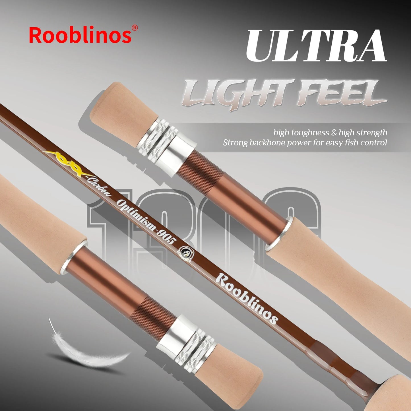 ROOBLINOS Flugfiskespö 4/5wt 9ft (2,7m) – Ultralätt Kolfiber Fast Action Sötvatten 2026