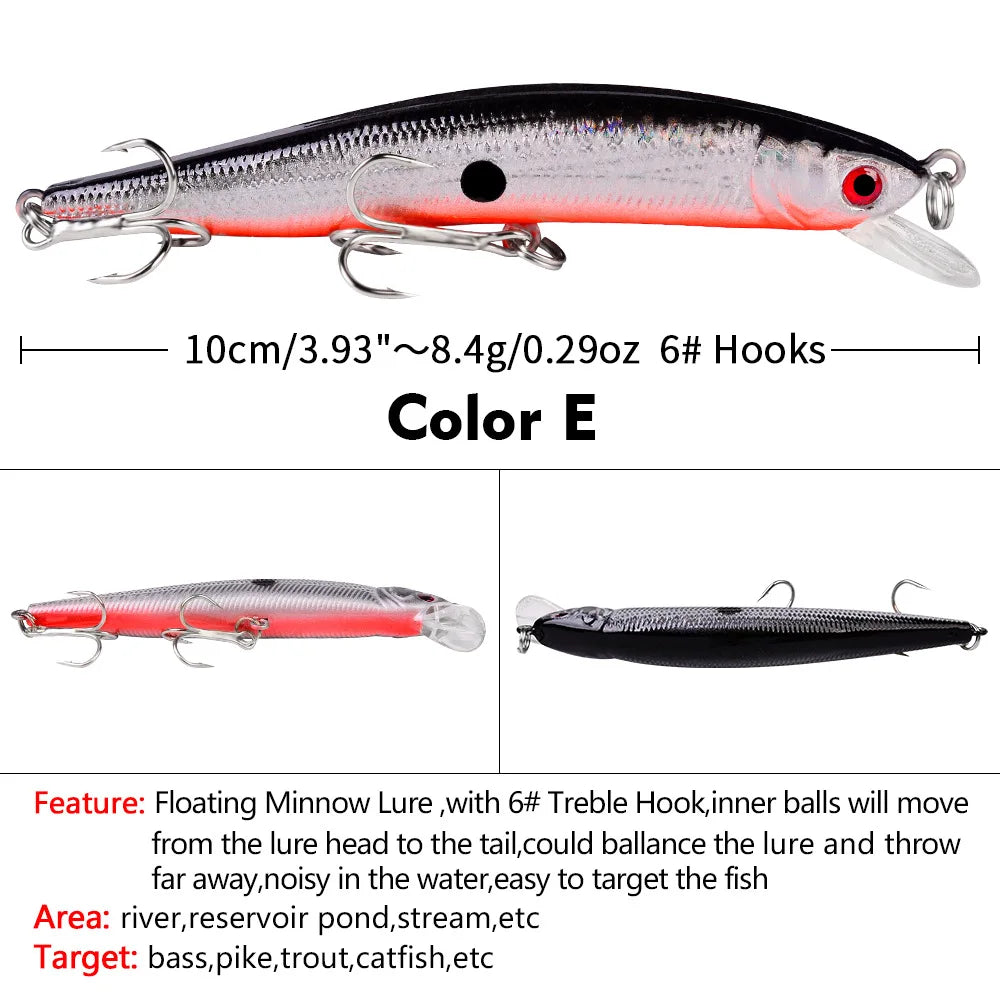 Floating Fishing Lure 8.4G 10CM Urgent Fishing Minnow Crank Lure Swinger Fishing Lure Set Processing Artificial Lure Kit
