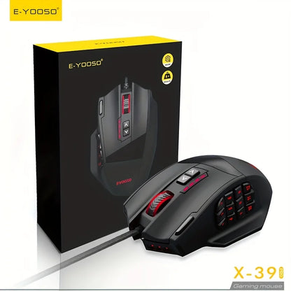 E-YOOSO Upgraded Wired Gaming Mouse X-39 PRO with Macro Edit Side Key DIY Lighting Design SG8960Processor Ergonomic Gaming Mouse