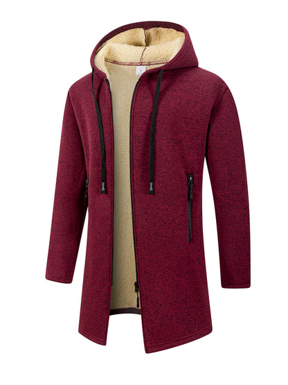 Herr Lång Vinterjacka med Fleece – Varm Vindskyddande Hoodie med Dragkedja, 4 Färger, Storlek S–XXXL