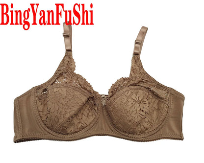 Sexy Lace Women Bra Top Full Cup Minimizer Floral Large Chest Big Bust Bh Thin Padded Cotton Bralette Underwire Push Up Bras C27
