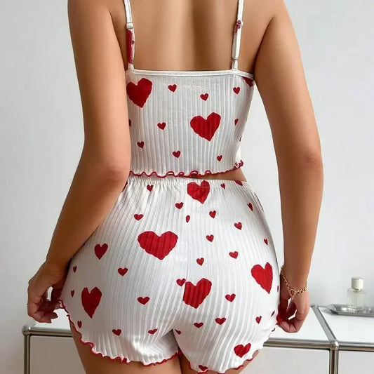 Somrigt pyjamasset för damer med linne och shorts