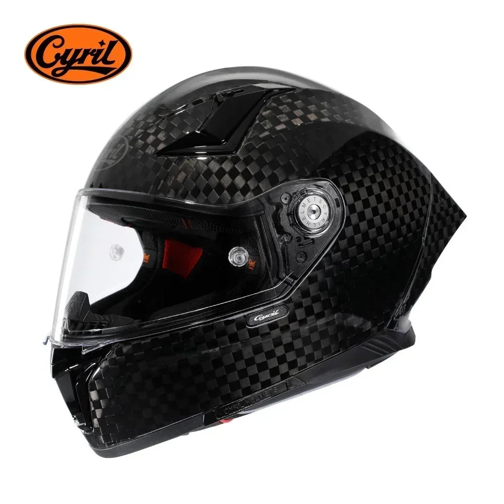 CYRIL kolfiber helhjälm för motorcykel