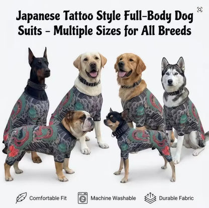 Streetwear Pet Tattoo Suit 4-Way Stretch Full Body Clothes S-10XL Comfortable Dog Cat Costume for Small to Large Pets