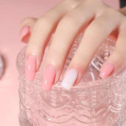 QAZIXU 8ml Rubber Base Gel Nail Polish Set 6 Colors Jelly Pink Natural Color Semi Permanent Soak Off UV LED Nail Art DIY