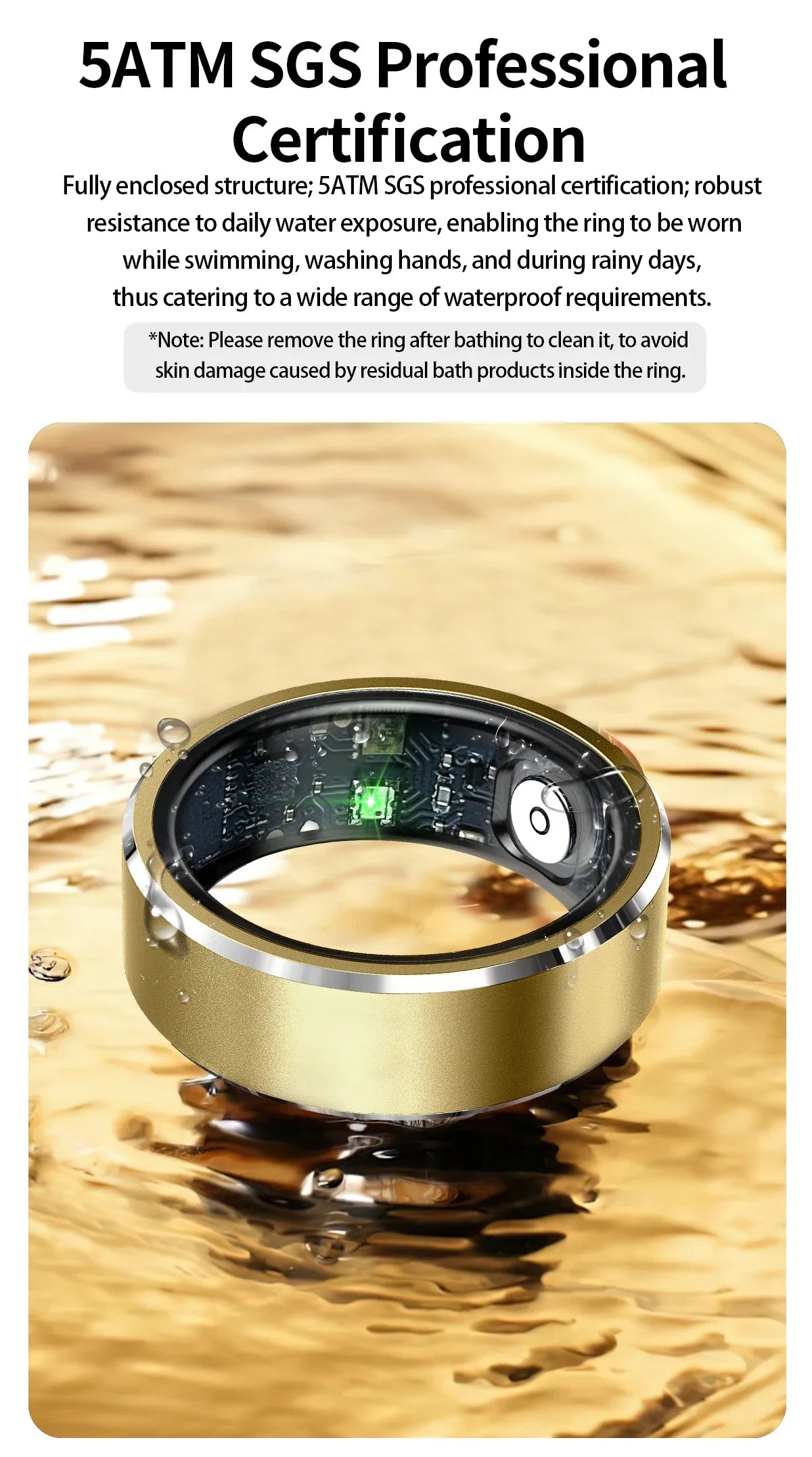 Smart Ring Men Heart Rate Blood Oxygen Pressure Monitor Smartring for Women Sleep Fitness Tracker New