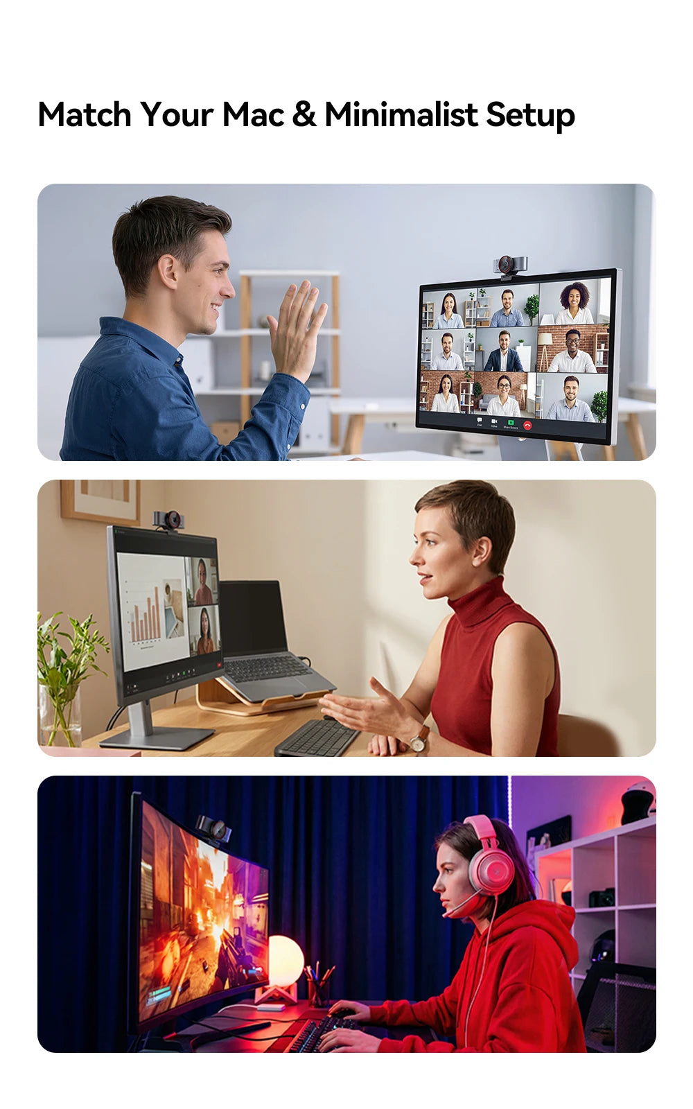Webcam 4K Ultra HD with 1/1.5"Large Sensor & Metal Body,PC Accessories USB Camera for Online Meetings/Streaming/Content Creation