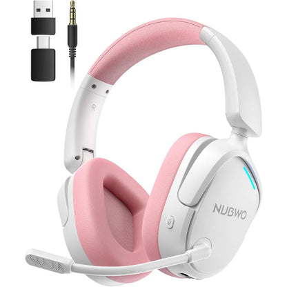 NUBWO HG04 Trådlöst Gaming Headset – Dubbel 2.4GHz & Bluetooth 5.3 80h Batteritid 3 EQ-lägen Riktad Mikrofon PS5 PC Xbox Switch