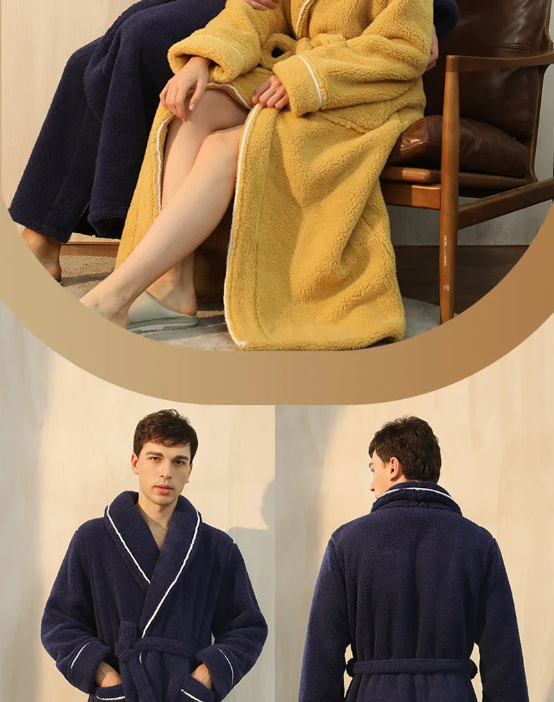 Female Autumn and Winter Warm Long Flannel Thick Couple Bath Bathrobes Men Women Pajamas Shower Robe Bath Towels For Adults