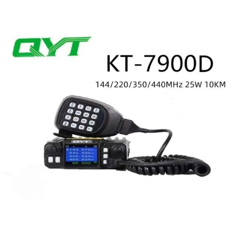 QYT KT-7900D 25W Quad Band Standby 136-174/220-260/350-390/400-480MHz Mini Car Mobile Radio 200CH FM Long Distance Ham Radio