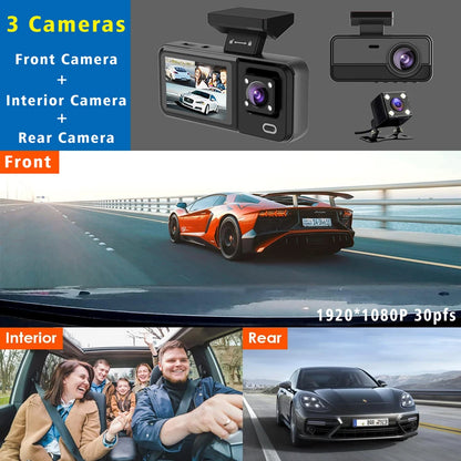 WIFI 3 Camera Dash Cam Cabin Car Dvr 1080P Interior Vehicle Three Way Channel Dvrs Recorder Video Registrator Dashcam Camcorder
