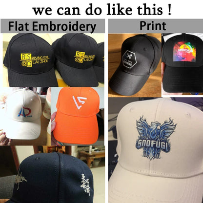 XD Professional Custom Design Printed or Embroidered Logo Name Letters For Men's T Shirts Baseball Caps Women Dad Hats Snapback