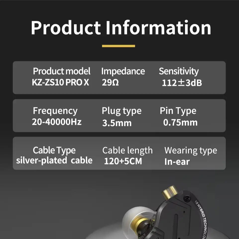 KZ ZS10 Pro X trådbundna in-ear-hörlurar med hybriddrivers – med eller utan mikrofon