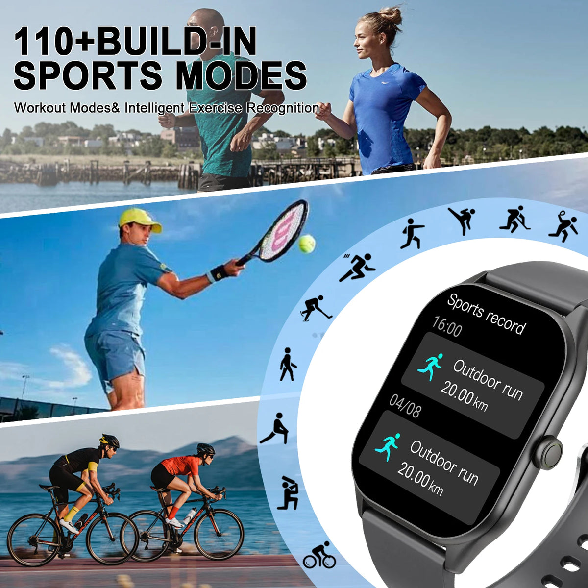 GAWSUG New Ultra thin Wireless Call SmartWatch Women Watches Men Sports Fitness Tracker Heart Rate Smartwatches For Android IOS