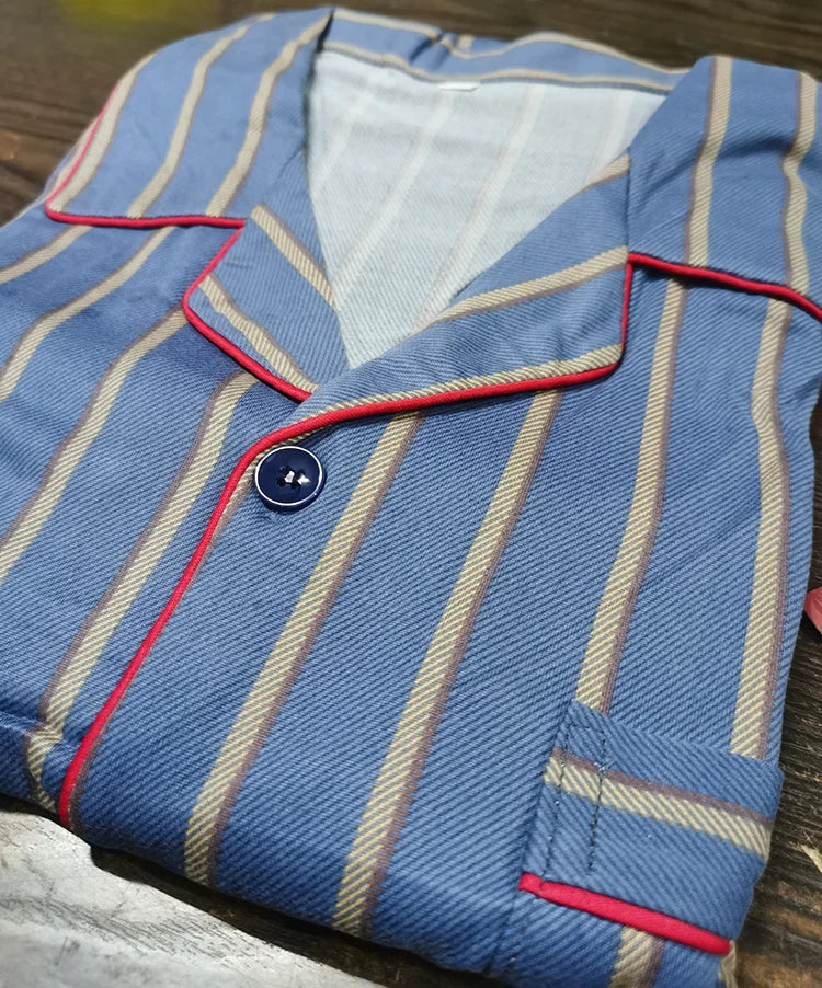 Herr Pyjamas Set – Långärmad & Långa Byxor Tunn Polyester Året Runt Plus Size, 5 Färger M–4XL