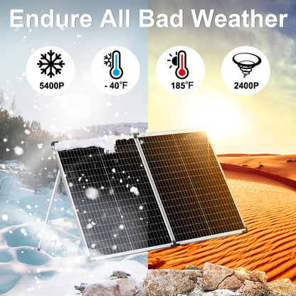 DOKIO Vikbar Solpanel 100W/160W/200W – Monokristallin Portabel Resväska med PWM-regulator, EU-lager
