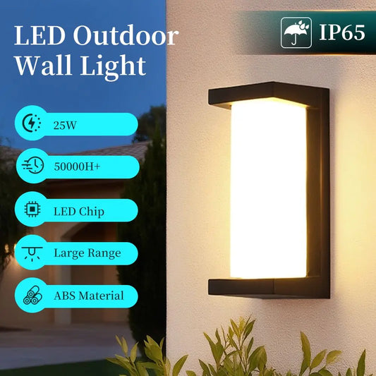 LED Utomhus Vägglampa IP65 – 12W/25W, Varmvit/Kallvit, Svart, 9 Stilar (A–I)