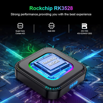 TV Box Android HK1 RBOX K8 Android 13 RGB Light 4GB 128GB RK3528 WiFi6 Dual Wifi6 Youtube Netflix 8K Media Player TV Receive