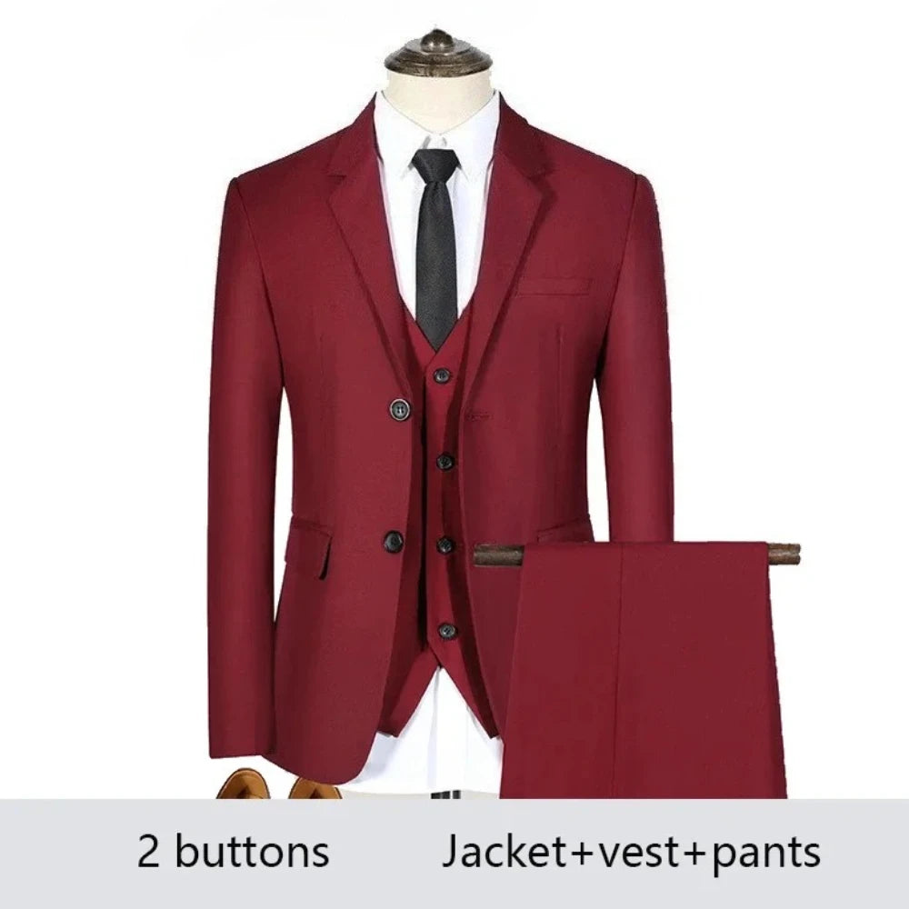 High Quality Men Suits For Wedding 2 Pieces 3 Sets Blazers Stretch Elegant Formal Jackets Vest Pants Full 2025 Tailored Costume