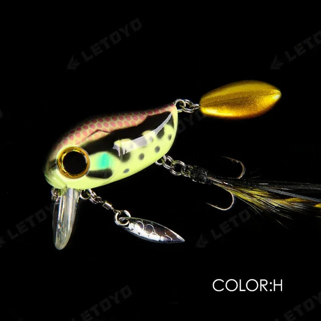 Micro Tappy Fishing Lures Artificial Hard Baits Crank Wobblers Tongue Plate Spinning Spoon with Feather Rotates Trout fish Bait