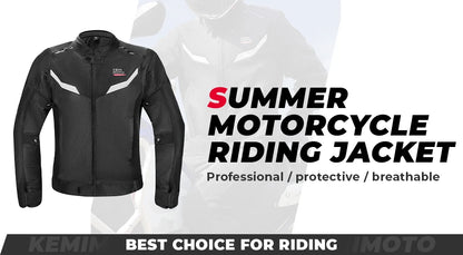 KEMIMOTO Men's Motorcycle Jacket Summer Soft Mesh  CE Certified Protector Gear Breathable Riding Cycling Outfit