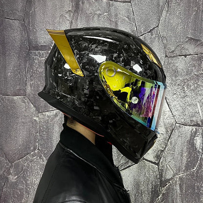 ORZ Carbon Fiber Motorcycle Helmets Men's and Women's Four Seasons Lightweight Helmets Motocross Color Lens Cosas Moto