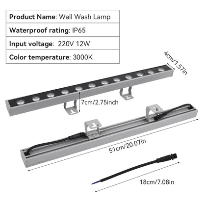 Vägg-Wash LED Utomhus – IP65, Varmvit 3000K, 12W, AC220V, Aluminium, 1/2/4-pack
