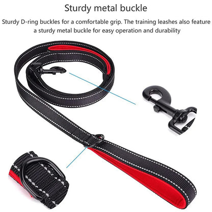 Hundkoppel i nylon med två handtag – reflekterande träningskoppel 120, 150 eller 180 cm