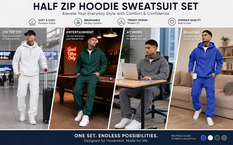 Customized Print Men Tracksuit 2 Pieces Half Zipper Athletic Hoodies Sweatpants Women Training Casual Running Jogging Suit Sets