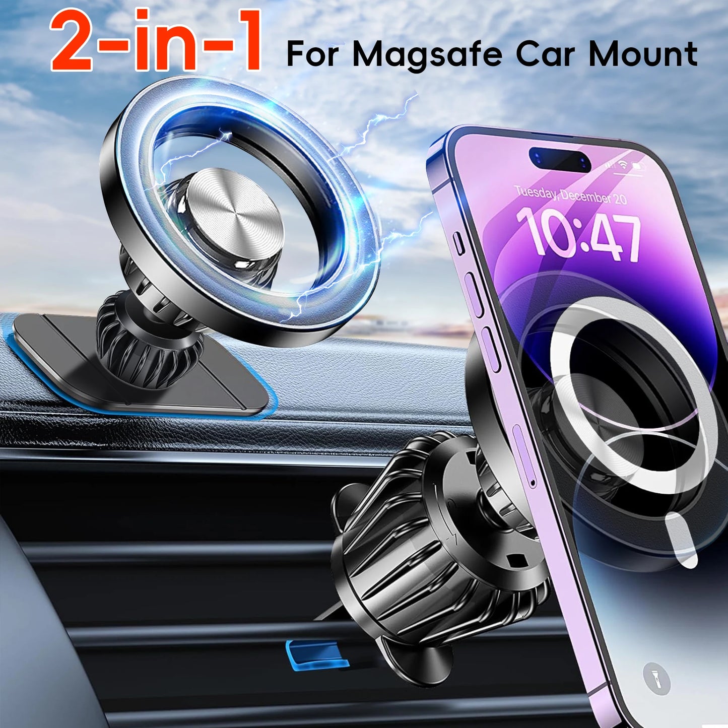 2 in 1MagSafe Case, Magnetic Phone Holder for Car[ Super Magnets] car Vent Phone Mount, Mag Safe Phone Holder Car Accessories