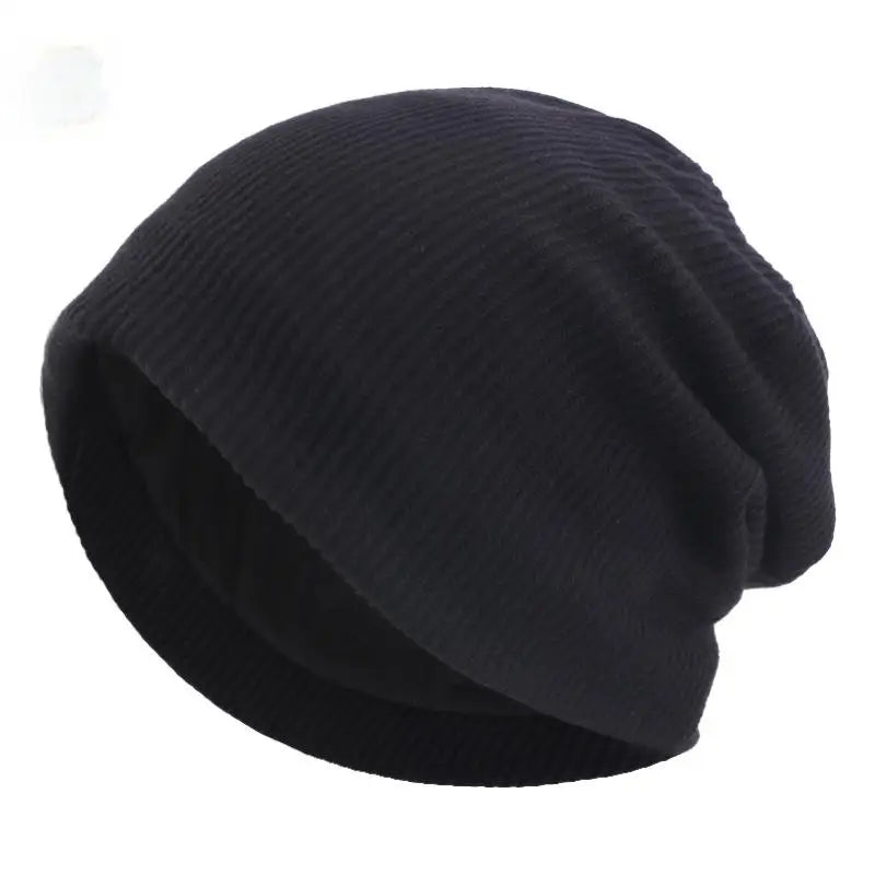 Autumn and winter fine yarn knitted double-layer thick warm bonnet skullies beanies