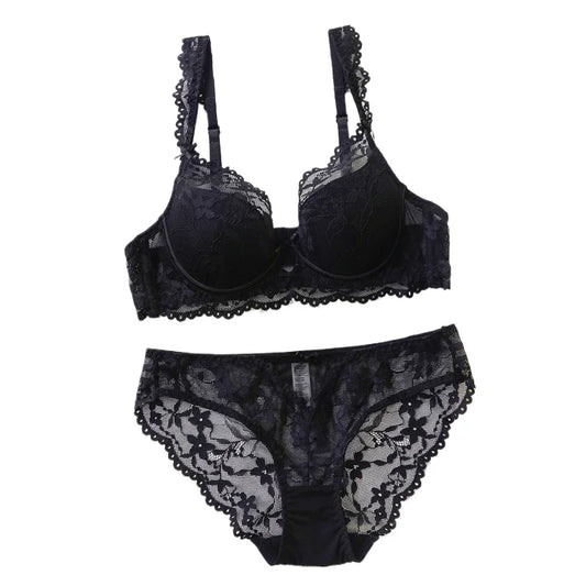 Dam Mjuk Spets Push-Up BH-set Solid Blommig Design Bralette