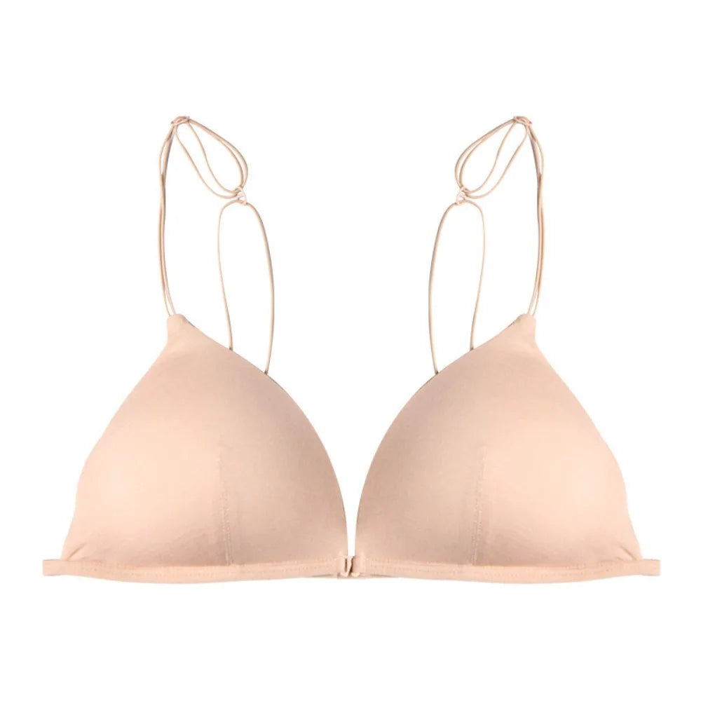 Fachion Triangle Bras for Women Beauty Back Push-up French Style Bra Thin Strape Solid Color Wireless Bra Girls