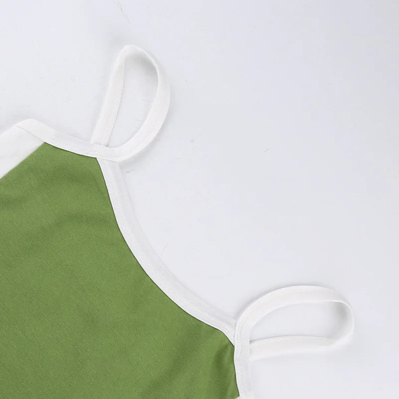 Dam Stickad Crop Top – Ärmlös Ryggöppen Y2K Vintage Patchwork Cami Sommar, 3 Färger S–L